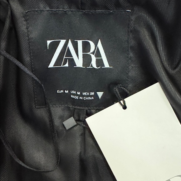 Zara Faux Leather Longline Duster Blazer Top Coat Jacket Cognac Brown Medium - Picture 10 of 11